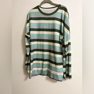 Sage and Olive Multicolor Striped Top